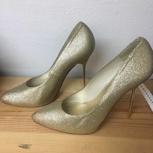 Gold Glitter Stiletto Stuart Weitzman Pumps